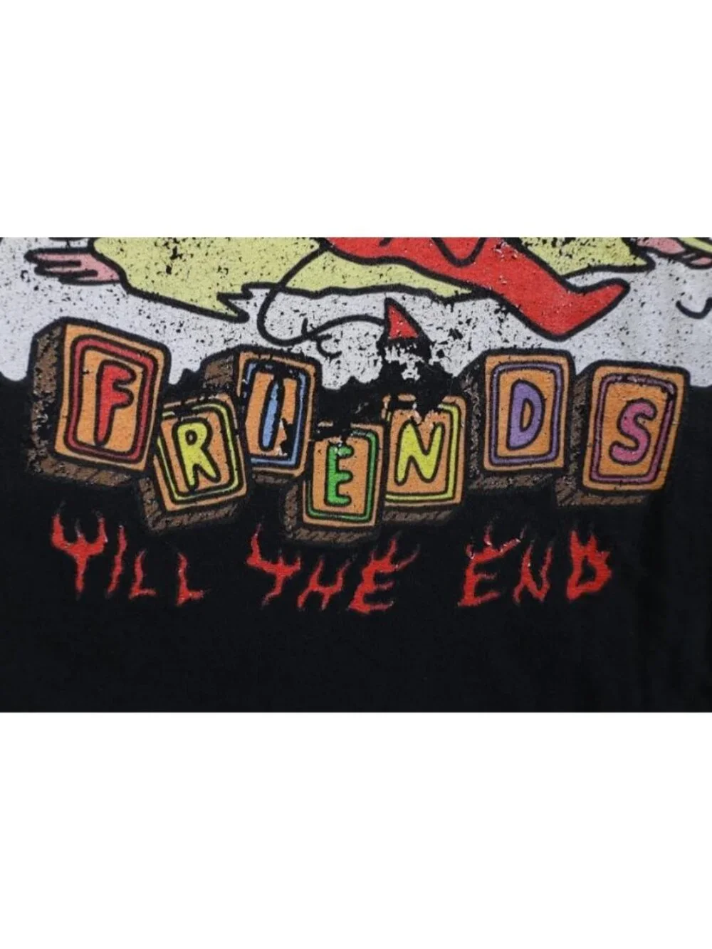 Vintage Y2K Streetwear Mens XL Faded God Devil Friends Till The End T-Shirt